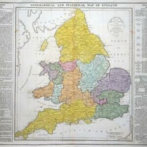1813 - Large Antique GEOGRAPHICAL STATISTICAL Map ENGLAND & WALES Colour (LM4)