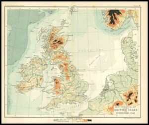 c1912 Map of the BRITISH ISLES AND SURROUNDING SEAS Chart Regions (BS9)