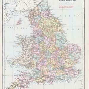 1883 Map of ENGLAND Ordnance Survey by Bacon (BO102)