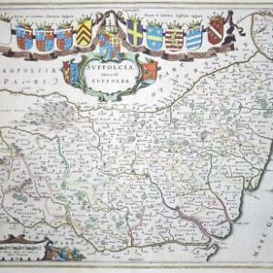 c1648 SUFFOLCIA VERNACULE SUFFOLKE antique map SUFFOLK by Johannes BLAEU (LM4)