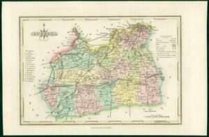 1812 - Original Antique Map of "SURREY" by S.A. Oddy hand colouring (bm34)