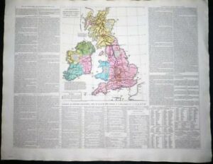 1829 Original Large Antique Map - BRITISH ISLES Iles Britanniques  (LM3)