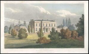 c1820s Antique Aquatint CRETE HALL Crewe Cheshire by Ackermann (AF169)