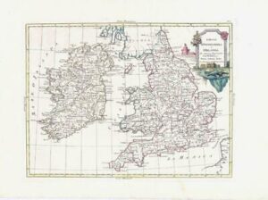 1776 Map LI REGNI D'INGHILTERRA E D'IRLANDA England Wales Ireland Zatta (LM13)