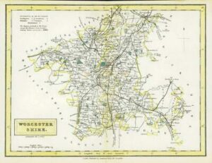 1833 Original Antique Colour Map of WORCESTERSHIRE by Chapman & Hall