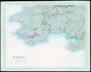 1842 - Original Antique Map of WALES SOUTH WEST by Fisher (41)