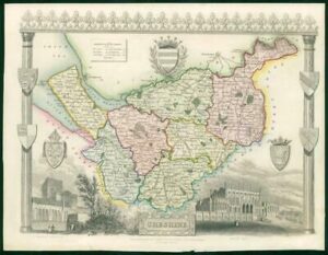 1840 - Original Antique Map of "CHESHIRE" by Thomas Moule 1st Issue (bm25)