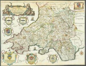 1673 1st ISSUE Map 'A GENERALL MAPP OF SOUTH WALES' by Richard Blome