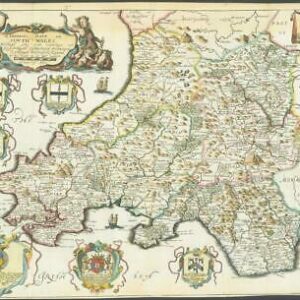 1673 1st ISSUE Map 'A GENERALL MAPP OF SOUTH WALES' by Richard Blome