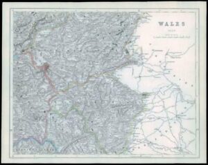 1842 - Original Antique Map of WALES EAST by Fisher (44)