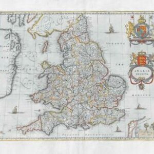 1659 Antique Map ANGLIA REGNUM England Wales by Blaeu Spanish Edition (EB)