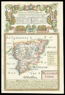 1753 Antique Map WALES County Map of MERIONETHSHIRE   (W/DW100)