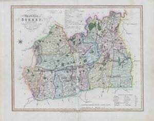 1833 Large Engraved Map of SURREY William by Ebden Duncan Original Colour (DUK5)