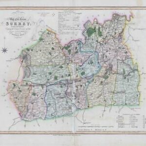 1833 Large Engraved Map of SURREY William by Ebden Duncan Original Colour (DUK5)