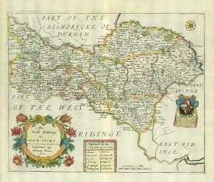 1673 1st ISSUE Antique Map  'THE NORTH RIDING OF YORKSHIRE' by Richard Blome