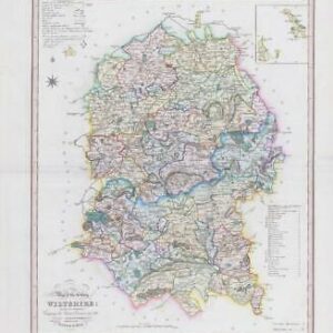 1833 Large Engraved Map WILTSHIRE William Ebden Duncan Original Colour (DUK10)