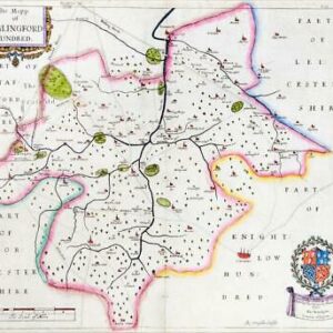 1656 Antique Map WARWICKSHIRE HEMLINGFORD HUNDRED Birmingham Solihul  (LM7)