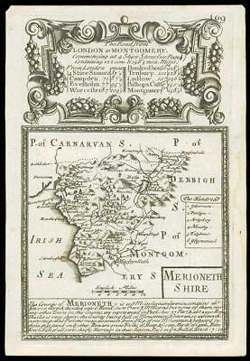 1753 Antique Map WALES County Map of MERIONETHSHIRE by Bowen  (W/DW16)