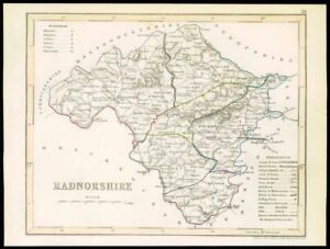 1855 - Original antique map of "RADNORSHIRE" WALES by JOSHUA ARCHER (38)