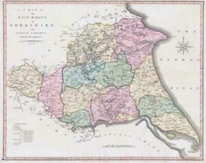 1800-10 Large Engraved Map of EAST RIDING OF YORKSHIRE John Cary Colour (CL39)