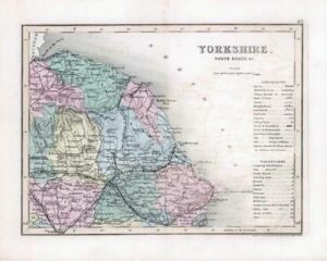 1860 - Original antique map "YORKSHIRE NORTH RIDING" by Joshua Archer (43)