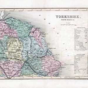 1860 - Original antique map "YORKSHIRE NORTH RIDING" by Joshua Archer (43)