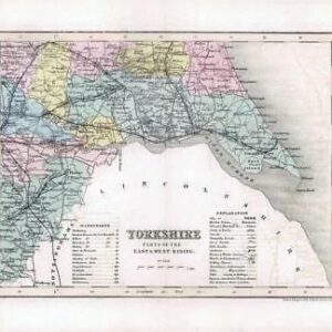1860 - Original antique map "YORKSHIRE EAST & WEST RIDING" Joshua Archer (41)