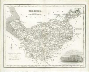 1836 - Original Antique Map of CHESHIRE Eaton Hall by Fullerton (5)