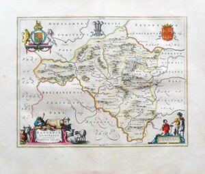 1646 - Wales RADNORIA COMITATUS Radnorshire copper engraved map by Blaeu (LM10)