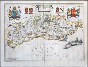 1646 Original Antique Map SUTHEXIA VERNACULE SUSSEX BLAEU Dutch edition (LM13)