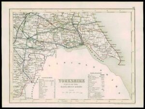 1855 Original antique map "YORKSHIRE EAST & WEST RIDING" by JOSHUA ARCHER (54)