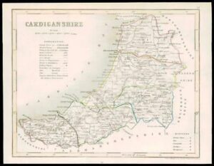 1855 - Original antique map of "CARDIGANSHIRE" WALES by JOSHUA ARCHER (7)