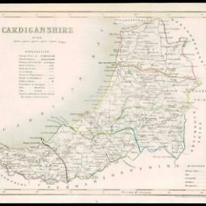 1855 - Original antique map of "CARDIGANSHIRE" WALES by JOSHUA ARCHER (7)