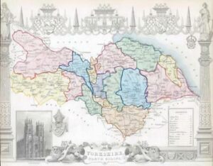 1837 Original Antique MAP - YORKSHIRE NORTH RIDING by Thomas Moule Colour (28)