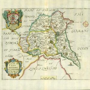 1673 1st ISSUE Antique Map  'EAST RIDING OF YORKSHIRE' by Richard Blome