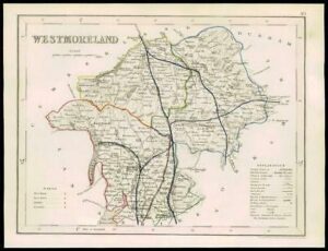 1855 - Original antique map of "WESTMORELAND" by JOSHUA ARCHER (47)