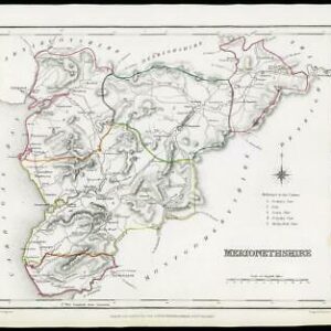1845 WALES Original Antique Map of MERIONETHSHIRE by Lewis & Co (LM)