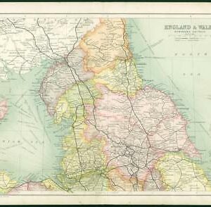 1912 Original Colour Antique Map  - ENGLAND WALES NORTHERN SECTION (62)