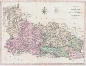 1800-10 Engraved Map NORTH PART OF WEST RIDING OF YORKSHIRE by John Cary (CL37)