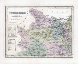 1860 - Original antique map "YORKSHIRE PART NORTH RIDING" by Joshua Archer (44)