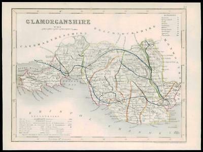 1855 - Original antique map of "GLAMORGANSHIRE" WALES by JOSHUA ARCHER (20)