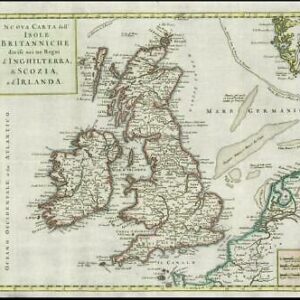 1743 Rare Map of the BRITISH ISLES Britanniche by Giambattista Albrizzi (LM12)