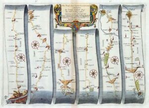 1675 LONDON to ARUNDEL Road Map Ogilby Sussex Chichester Dorking Billingshurst