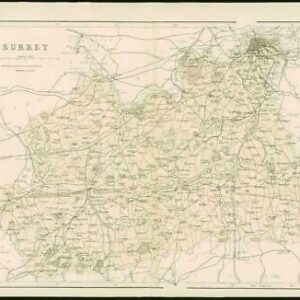 1868 - Original Colour Antique Map of SURREY by W Hughes (FC26)