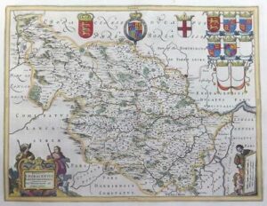 c1648 - Antique large Decorative Map of WEST RIDING YORKSHIRE  by BLAEU (LM5)