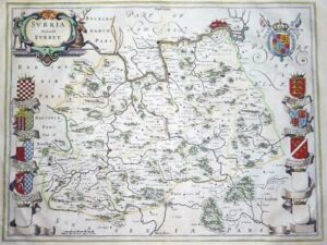 c1648 - Original Large Antique Map of SURREY by Blaeu - STUNNING MAP