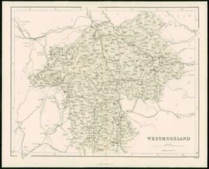 1868 - Original Colour Antique Map of WESTMORELAND by W Hughes (FC24)