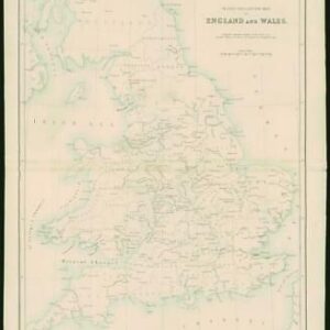 1868 - Original Colour Antique Map of ENGLAND & WALES Inland Navigation (FC45)