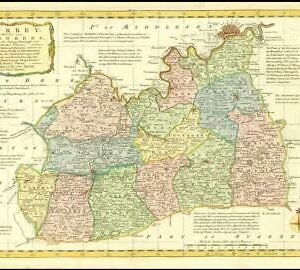 1777 Antique Map of SURREY by Emanual Bowen Divided into Hundreds (BCM36)