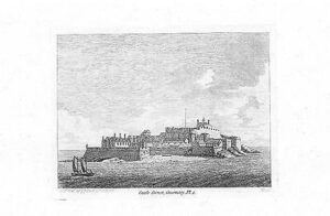 1783 Original Antique Print  "CASTLE CORNET GUERNSEY" Channel Islands (S121)